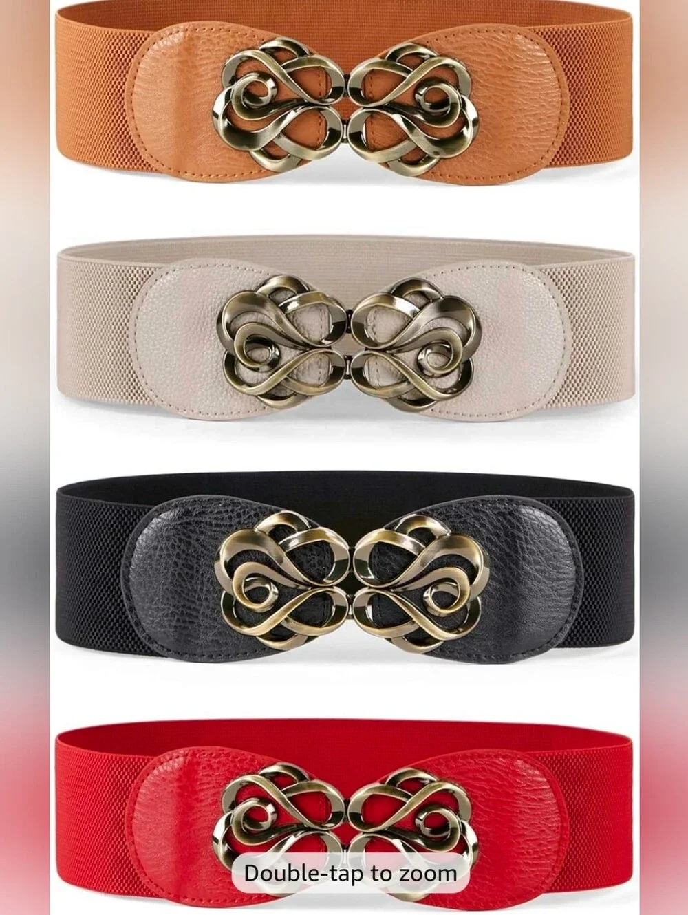 JASGOOD Women Stretchy Belts for Dresses Vintage Elastic Wide Waist Belts 4 Pack